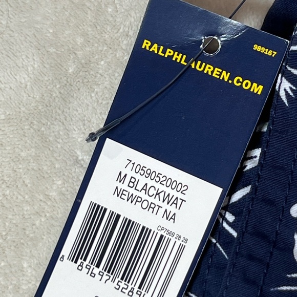 NWT Polo Ralph Lauren XL Blue and White Swim Trunks All Over Print Design Ski - Picture 5 of 9